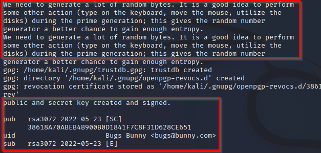 Key creation messages