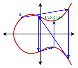 Public key on a curvey where the private key is 6
