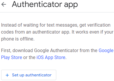 Set up authenticator
