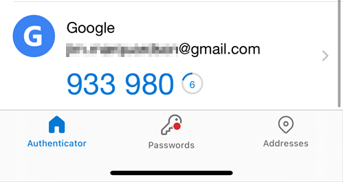 Authenticator smartphone app screenshot