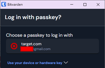 target passkey selection