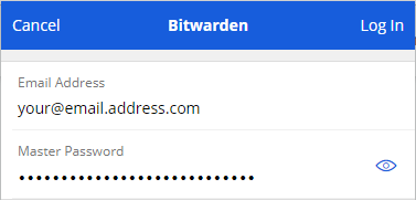 Email and Master Password