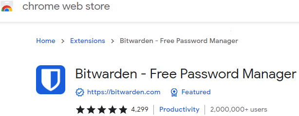Bitwarden in the Chrome Web Store
