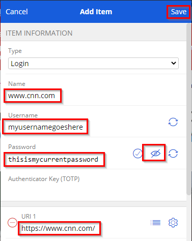 Manually added information