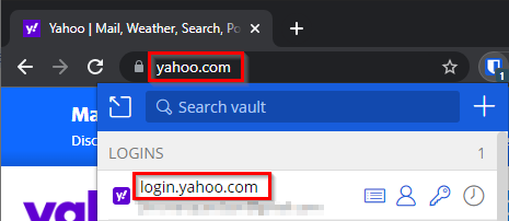 Yahoo login information saved