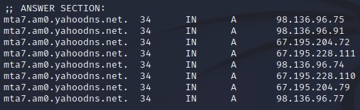 IP address of yahoo email server