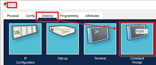 Launch the Command Prompt on Bob