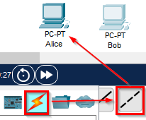 Select the Crossover Cable (Dashed Line)