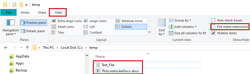 File Extensions Hidden