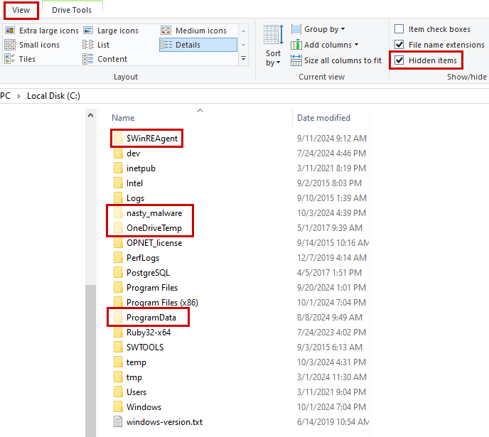 Hidden Folders Shown