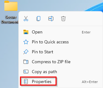 Folder Menu Options