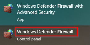Launch Windows Defender Firewall