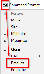 Command Prompt Defaults